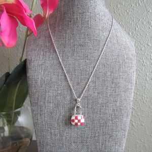 Checkered Purse Handbag Chain Necklace